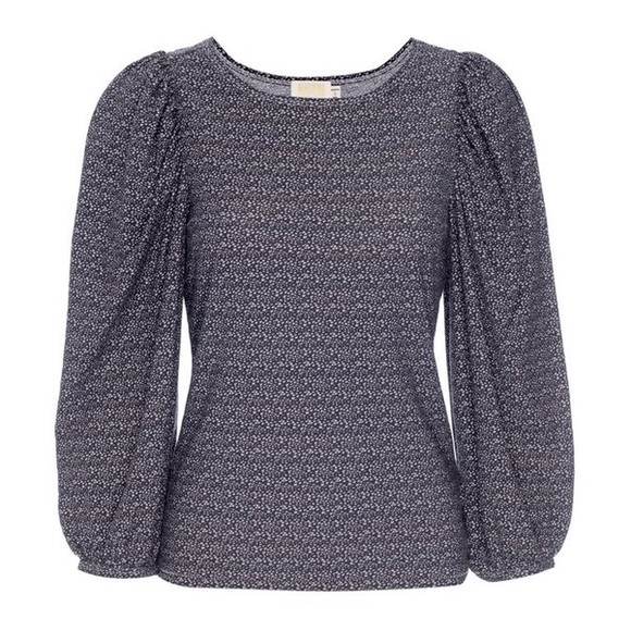 SOLD- Nation LTD Cecilia Balloon Sleeve Tee in navy and white Seurat print - Picture 2 of 5